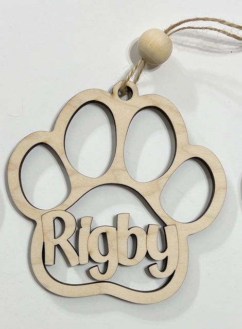 Personalized Pet Pawprint Ornament Car Charm