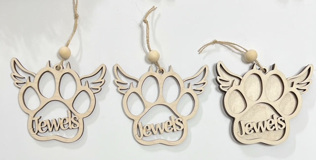 Personalized Pet Pawprint Ornament Car Charm