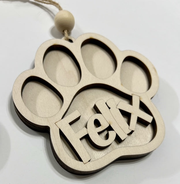 Personalized Pet Pawprint Ornament Car Charm